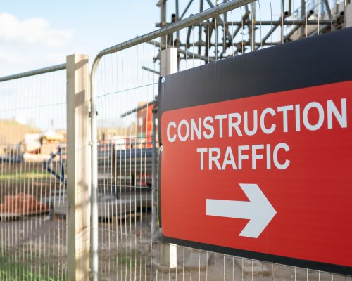 Traffic management signs for construction sites roads and car parks